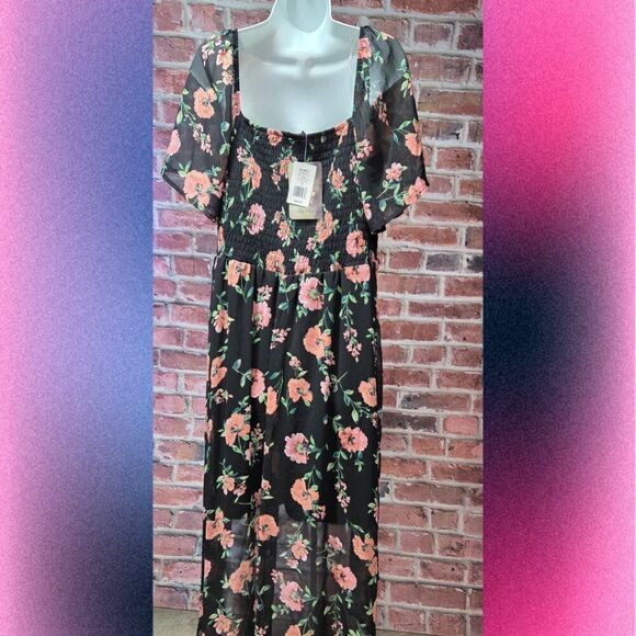 Lily Rose Floral Chiffon High-Low Dress – Women’s Size 3X Square Neckline - Picture 2 of 6